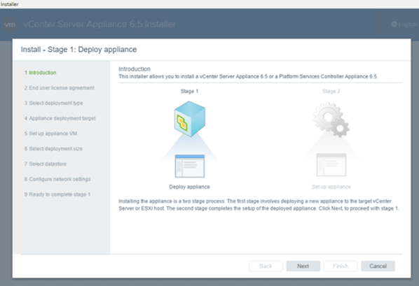 Select Deploy appliance