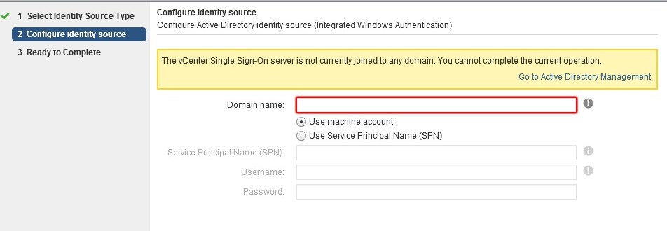 VCSA is not joined