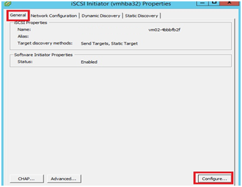 screen shot for iSCSI initiator