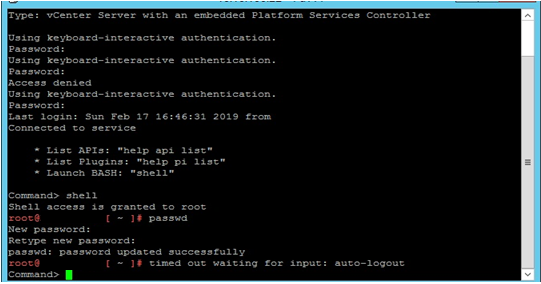 source vCenter using SSH